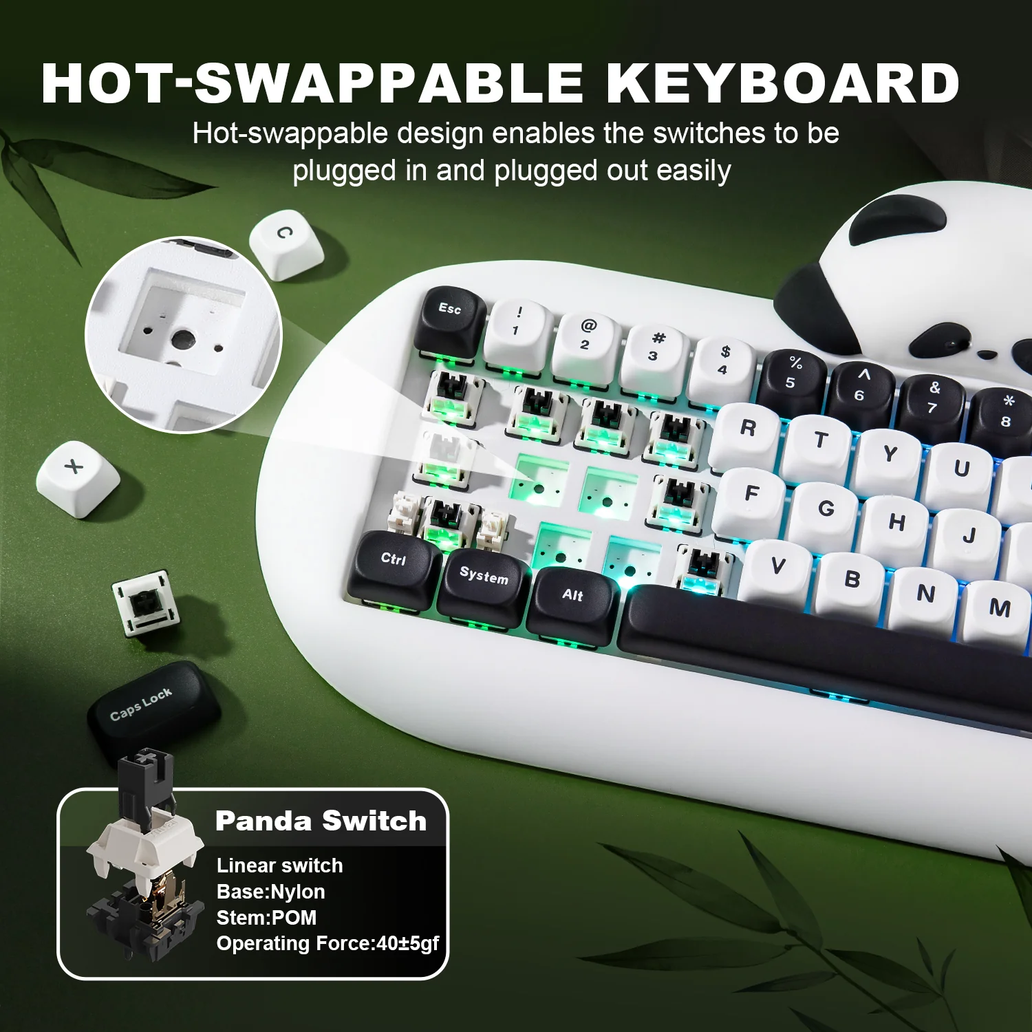 YUNZII C68 Panda Wireless Hi-Fi Mechanical Keyboard - Image 5